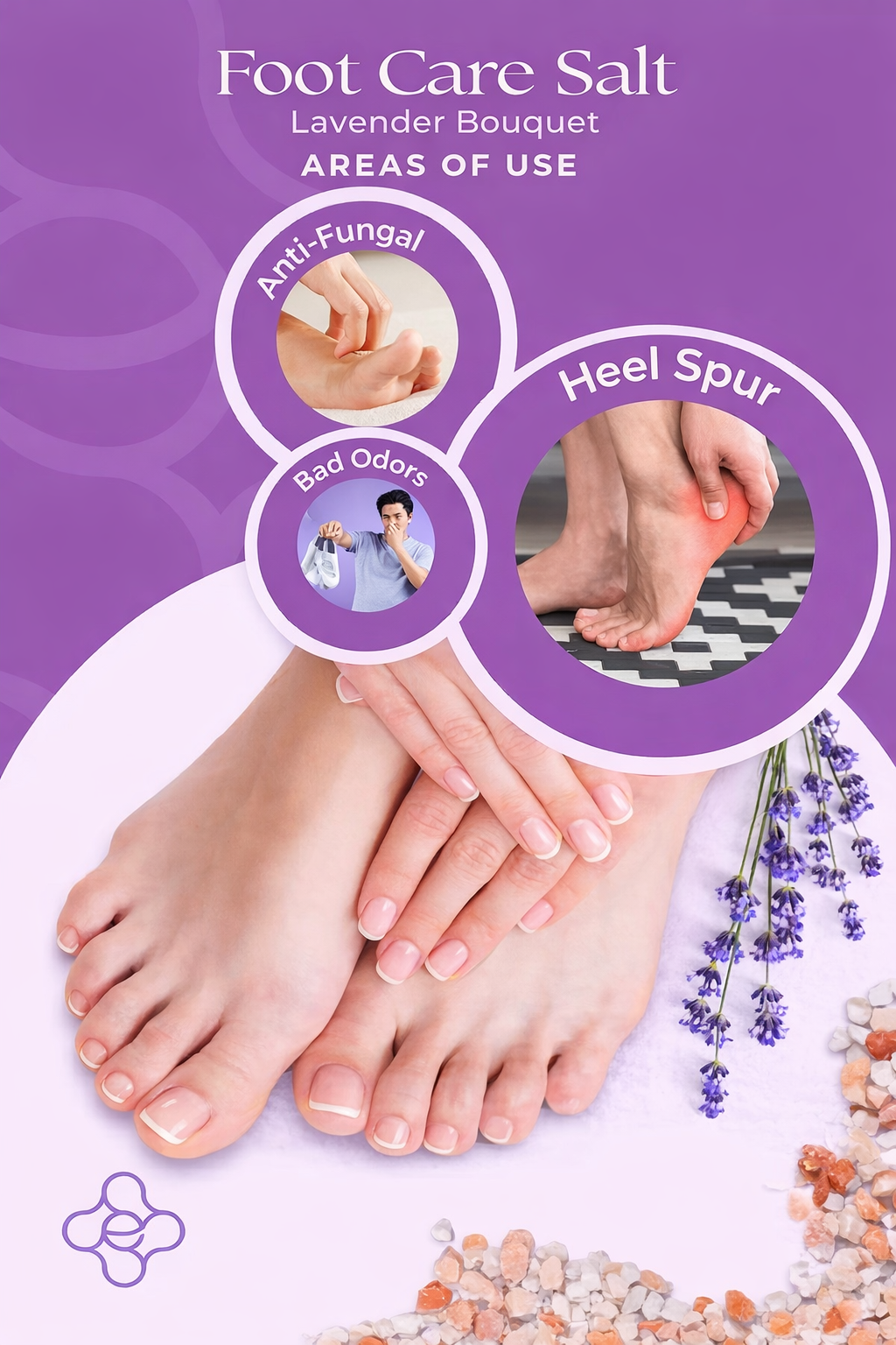 Relaxing foot care salt with mineral crystals