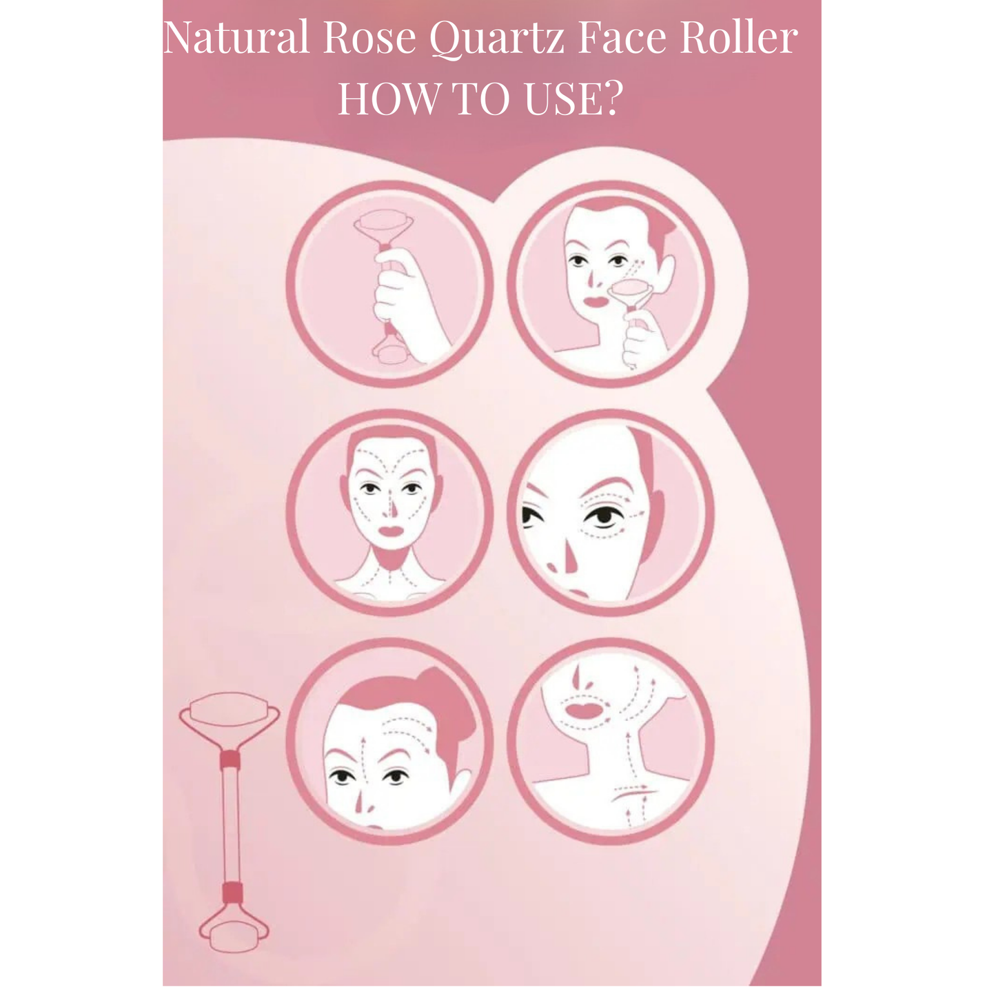 Natural Rose Quartz Face Roller – Lifting & Cooling Facial Massage Tool | South Africa