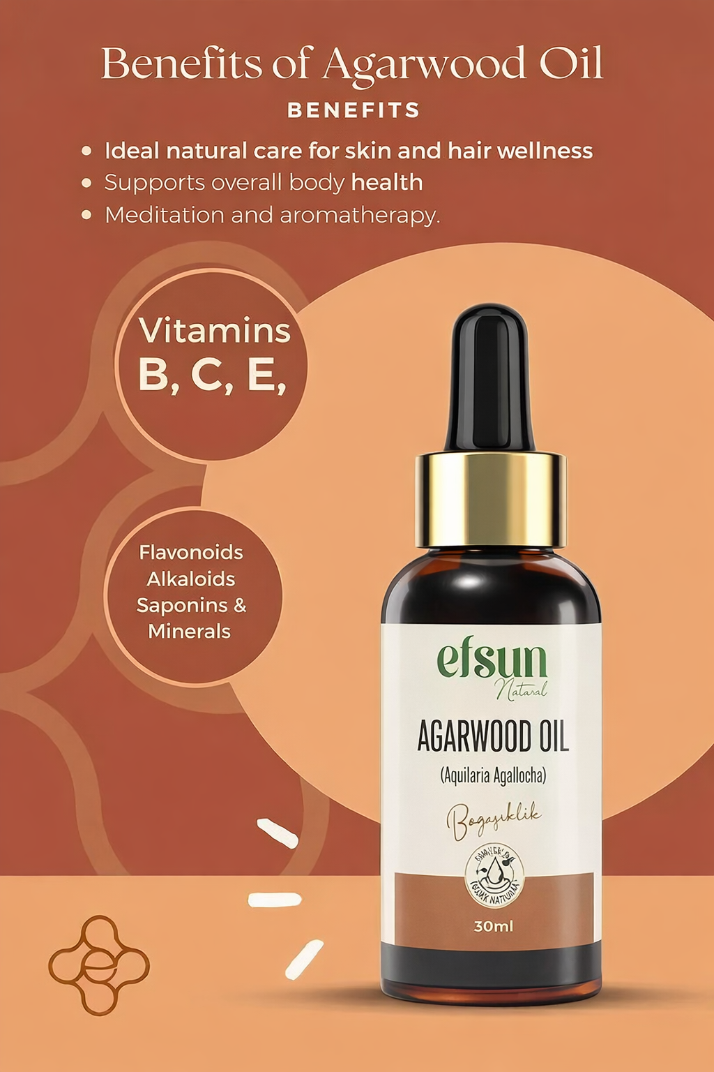 Natural oud oil for skin and scalp care