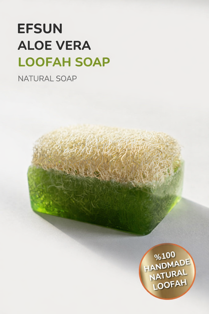 Handmade Aloe Vera Loofah Soap with natural exfoliating sponge by Efsun Natural
