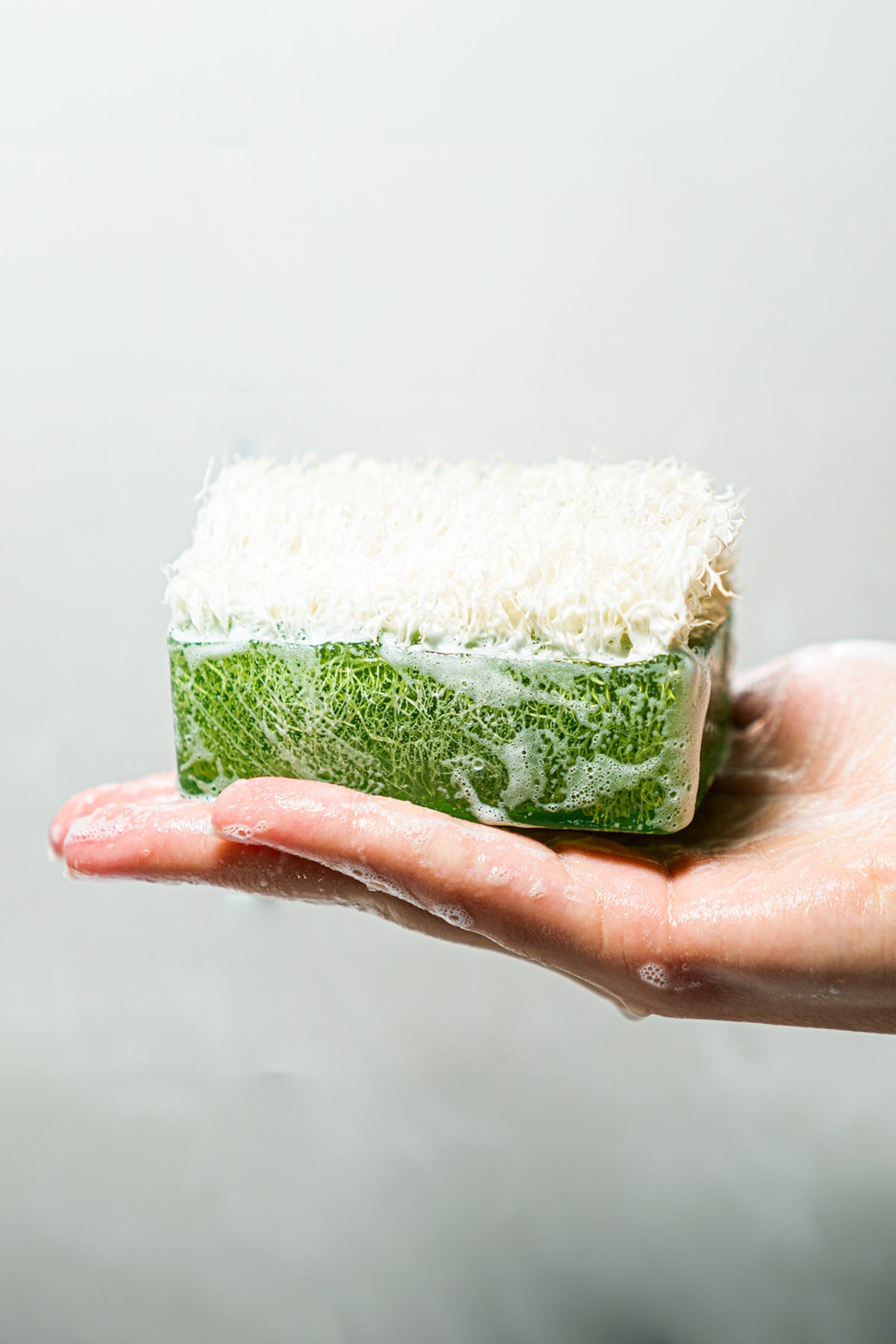Aloe vera natural body soap with loofah layer for smooth skin