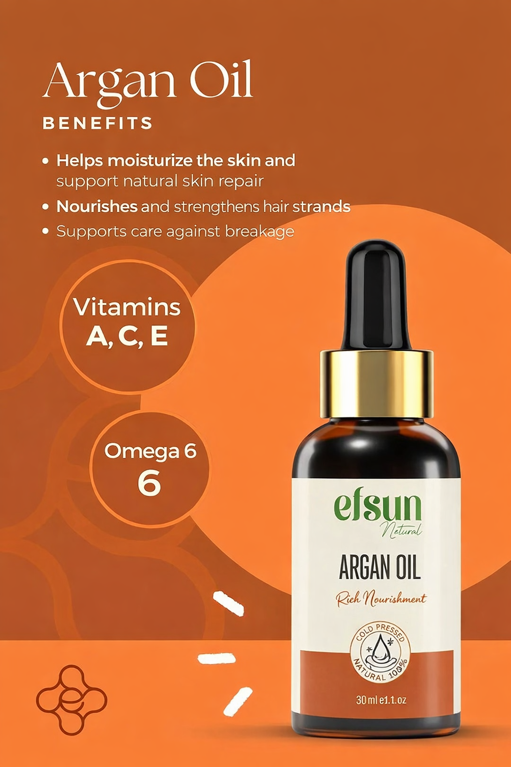 Natural argan oil for hair skin and nails