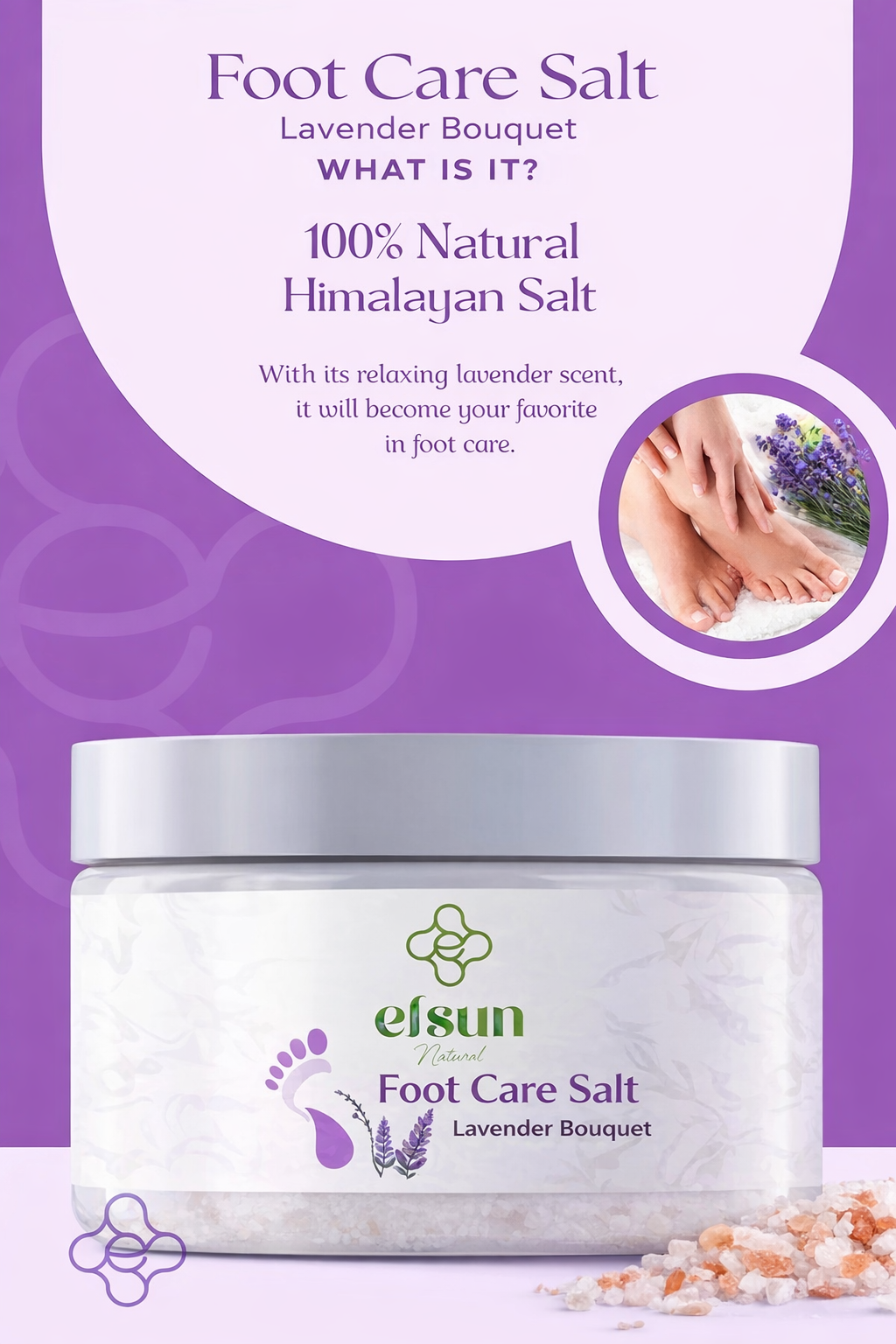 Lavender scented spa foot bath salt close-up