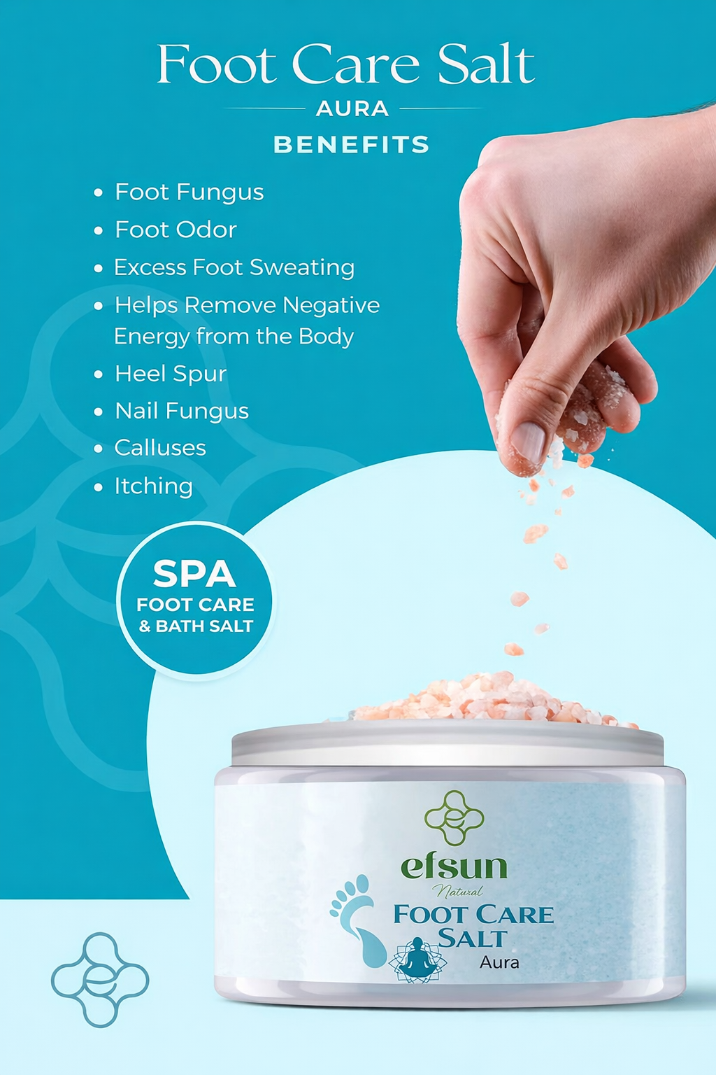 Foot spa salt for odor and rough skin