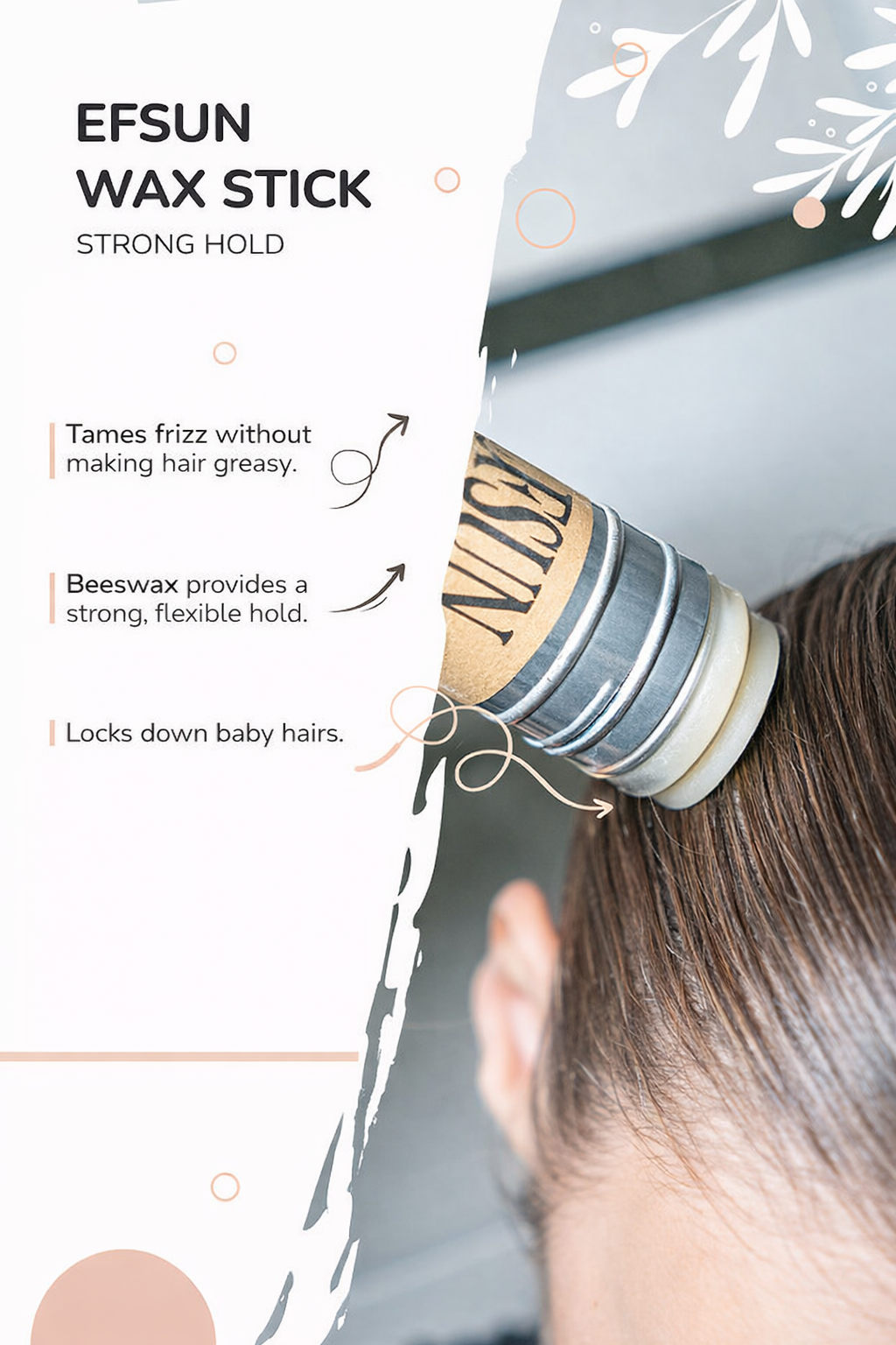 Non-greasy hair wax stick for sleek ponytails and buns
