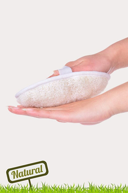 Natural loofah body scrub mitt made from 100% plant fiber by Efsun Natural