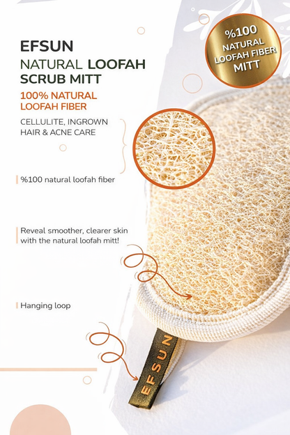 Plant-based body scrub mitt with hanging loop for daily exfoliation