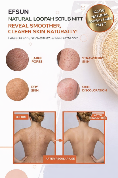Natural loofah exfoliator for dry skin and ingrown hair care