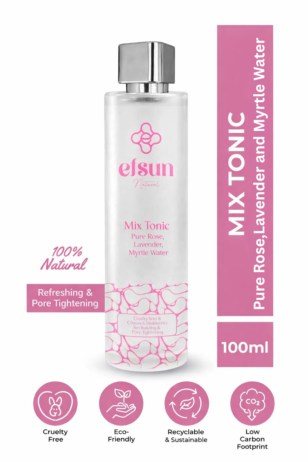 Natural rose lavender myrtle face toner bottle 100ml