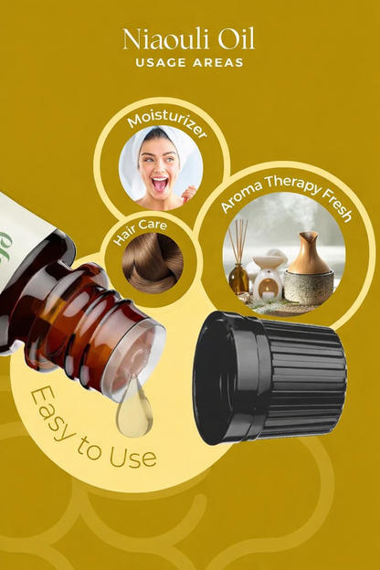 Nioli Essential Oil 100% pure steam distilled Melaleuca Viridiflora information graphic