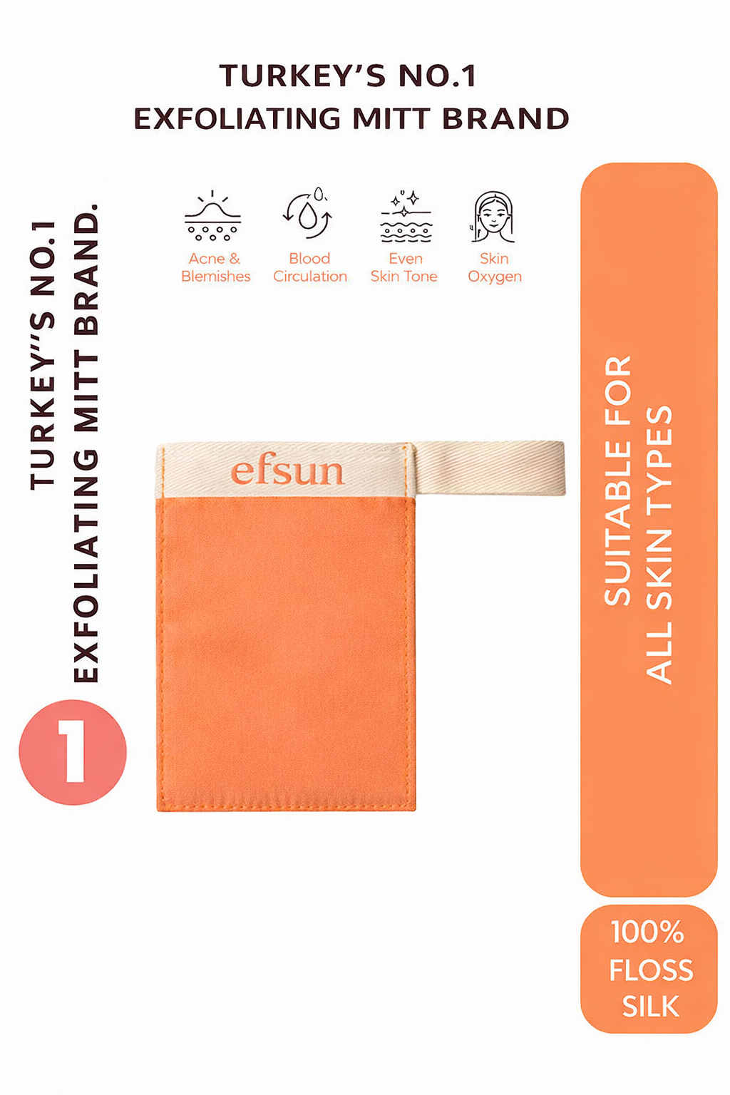 Efsun Natural floss silk face exfoliating mitt for deep facial peeling